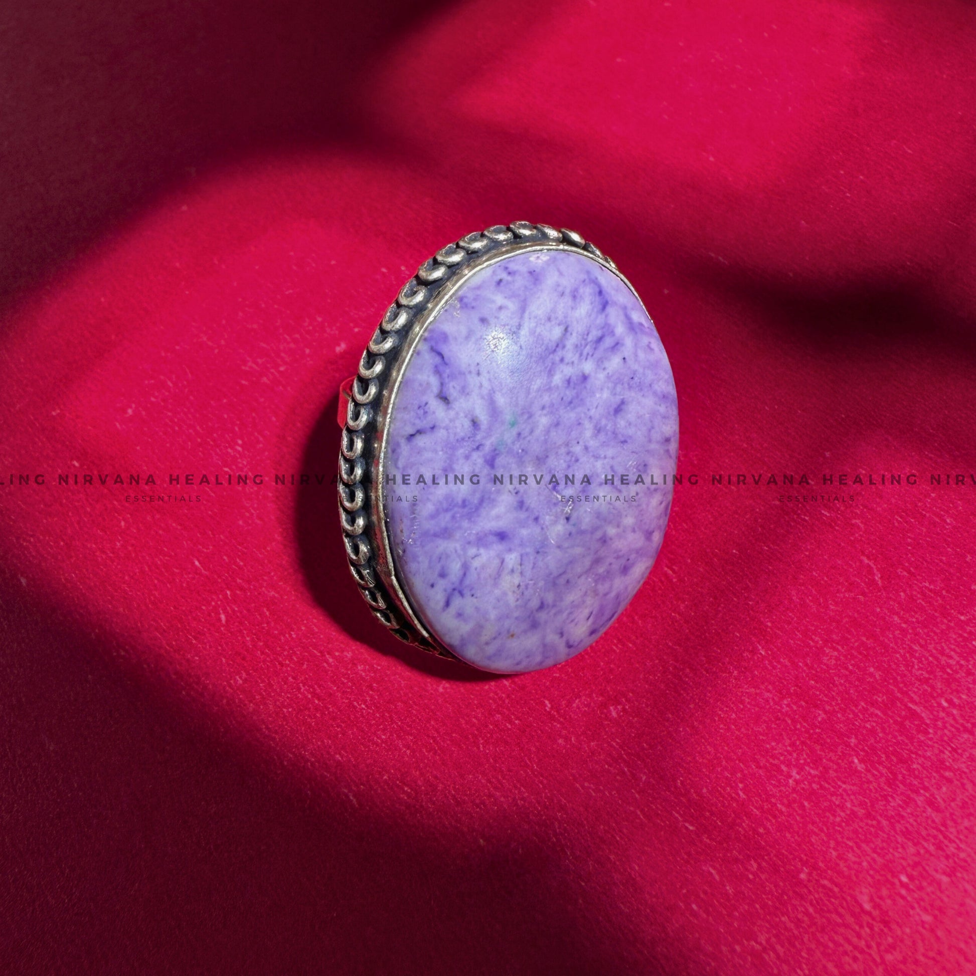 Purple Stone Oval Ring (Meditation, Stress Reduction, Intuition and Manifestation) image 4