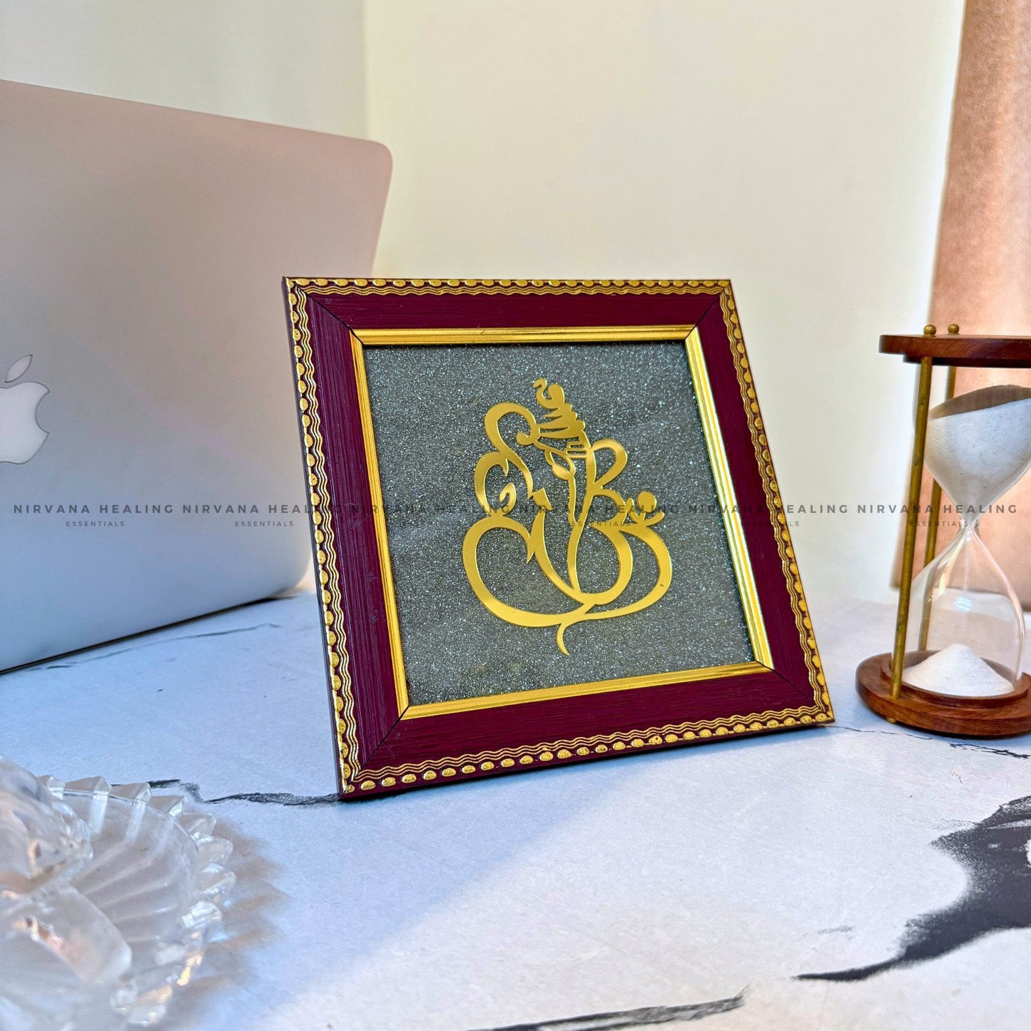 GANESH JI ON RAW PYRITE FRAME (Blessings of Prosperity, Protection & New Beginnings) image 3