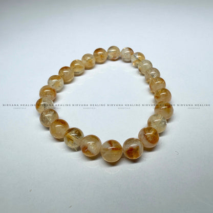 NATURAL CITRINE ROUND BEADED BRACELET (Abundance, Creativity, Success And Confidence)  image 1