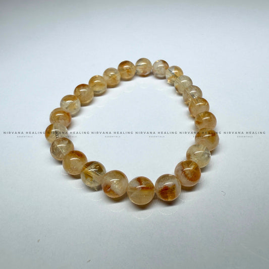 NATURAL CITRINE ROUND BEADED BRACELET (Abundance, Creativity, Success And Confidence)  image 1