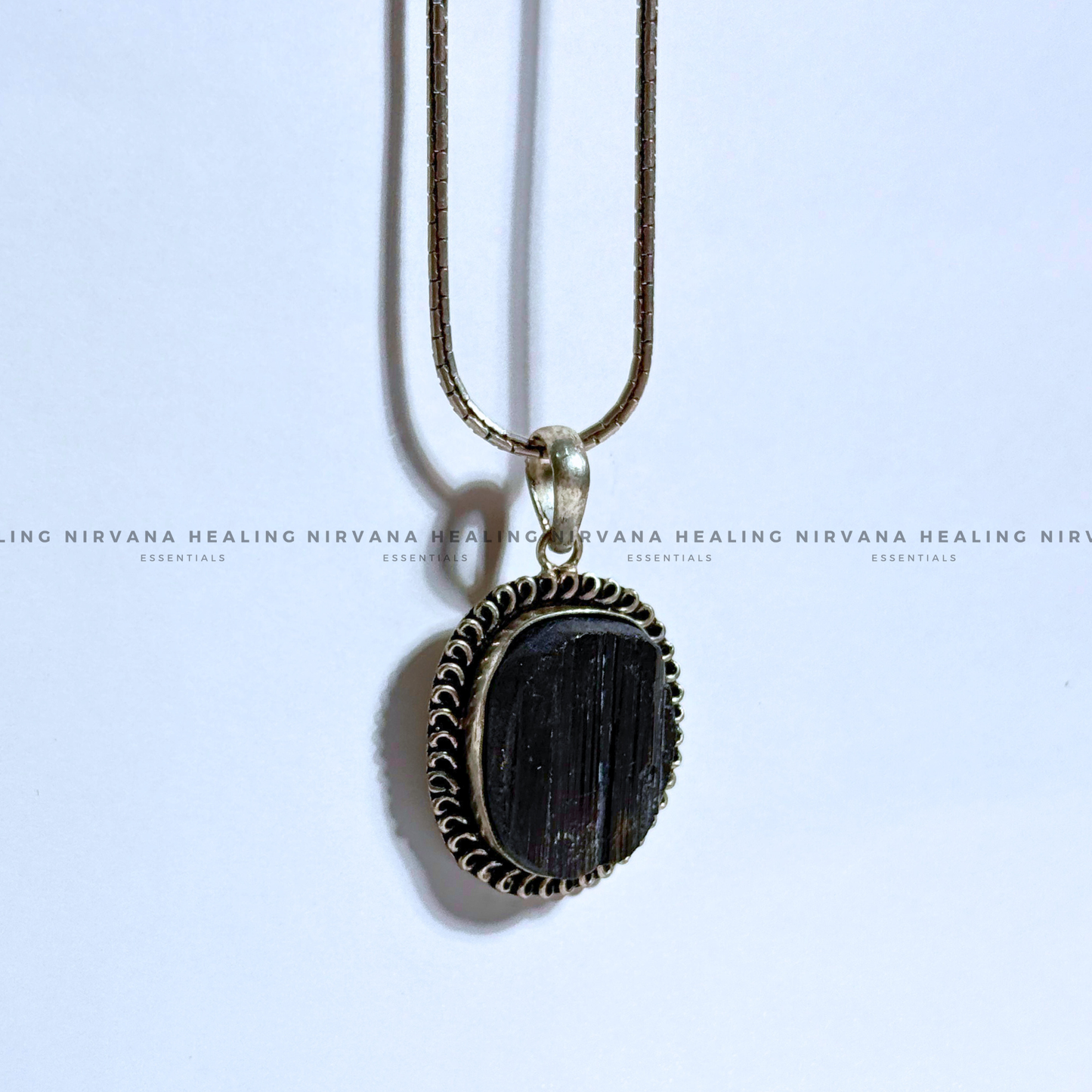BLACK TOURMALINE RAW OVAL PENDANT (Protection, Grounding, Shielding And Growth) image 6