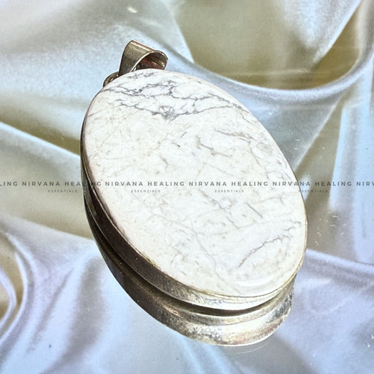 HOWLITE OVAL PENDANT (Peace, Sleep, Patience And Spiritual Awakening) image 0
