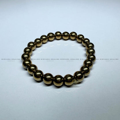 GOLDEN PYRITE ROUND BEADED BRACELET (Money Magnet, Prosperity, Fame, Abundance). image 2