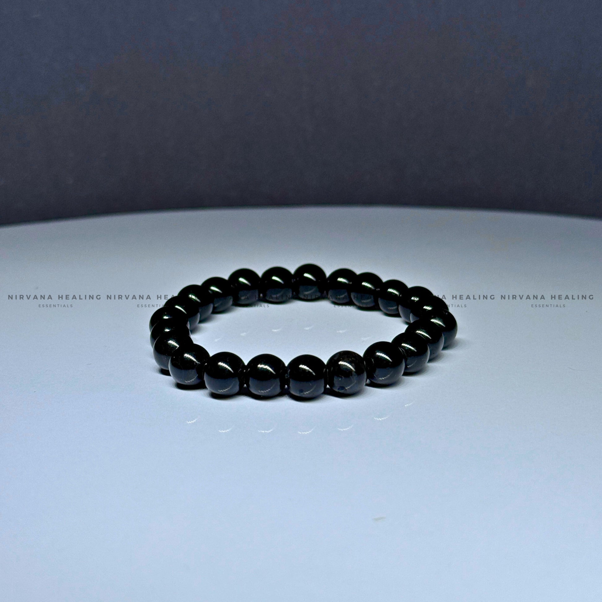 BLACK TOURMALINE ROUND BEADED BRACELET (Protection, Grounding, Shielding And Growth) image 3