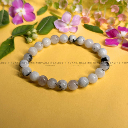 MOONSTONE ROUND BEADED BRACELET (Emotional Stability, Feminine Energy, New Beginnings)    image 0