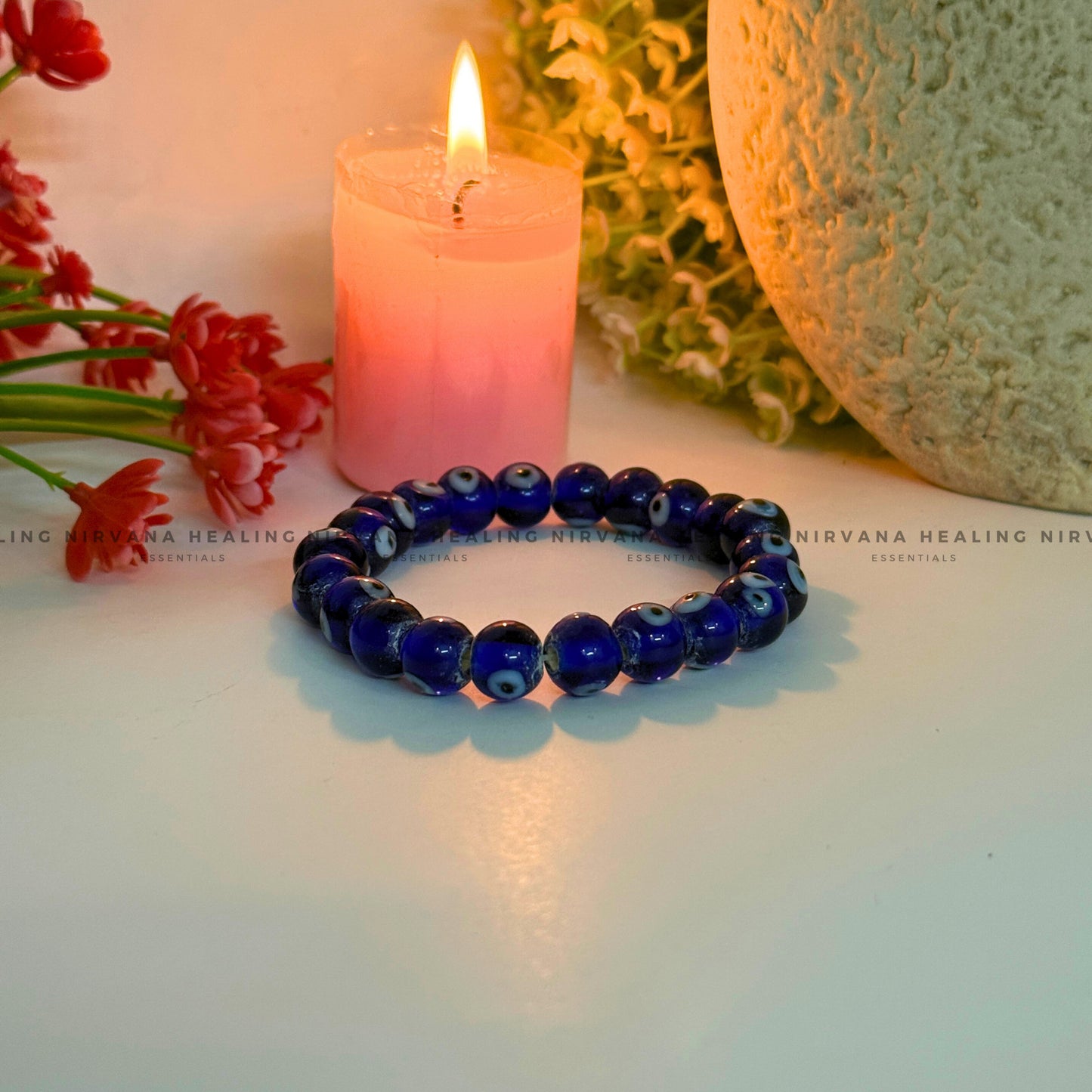 EVIL EYE ROUND BEADED BRACELET (Calm, Protection, Spiritual Balance) image 2