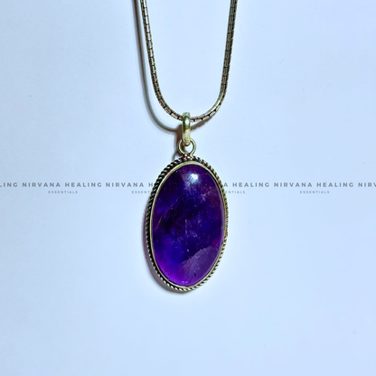 AMETHYST OVAL SHAPED PENDANT (Meditation, Stress Reduction, Intuition And Manifestation)   image 6