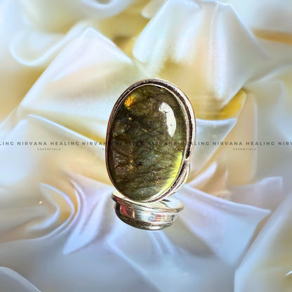 GREEN UNAKITE OVAL RING (Emotional Healing, Heart Awakening, Inner Peace) . image 2