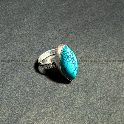TURQUOISE DIAMOND SHAPED RING (Divine Protection, Psycho Gifts, Healing, Wisdom, Truth) image 3
