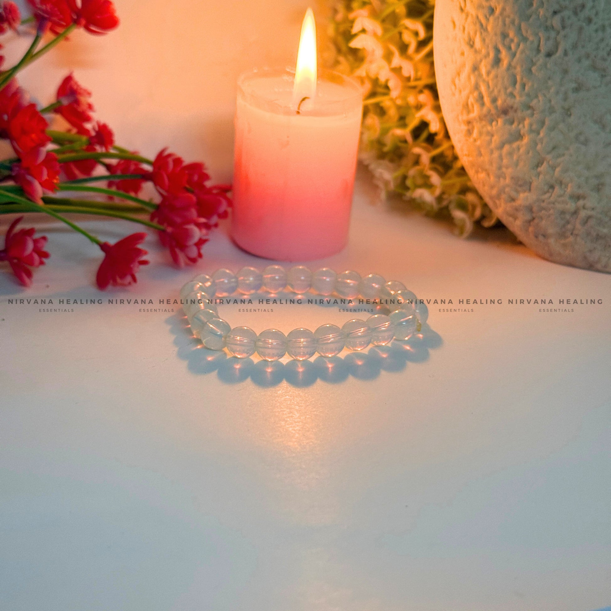 OPALITE ROUND BEADED BRACELET (Balance, Enhance Psychic Abilities, Serenity And Transformation) image 1