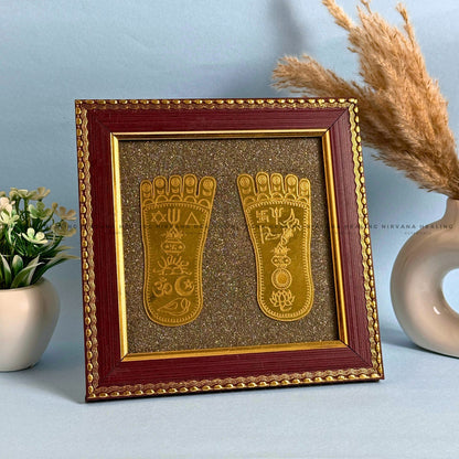 MAA LAKSHMI CHARAN PADUKA ON RAW PYRITE FRAME – Divine Footsteps of Wealth & Blessings image 3