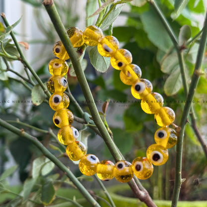 YELLOW CRYSTAL EVIL EYE ROUND BEADED BRACELET (Optimism, Clarity, Protection) image 4