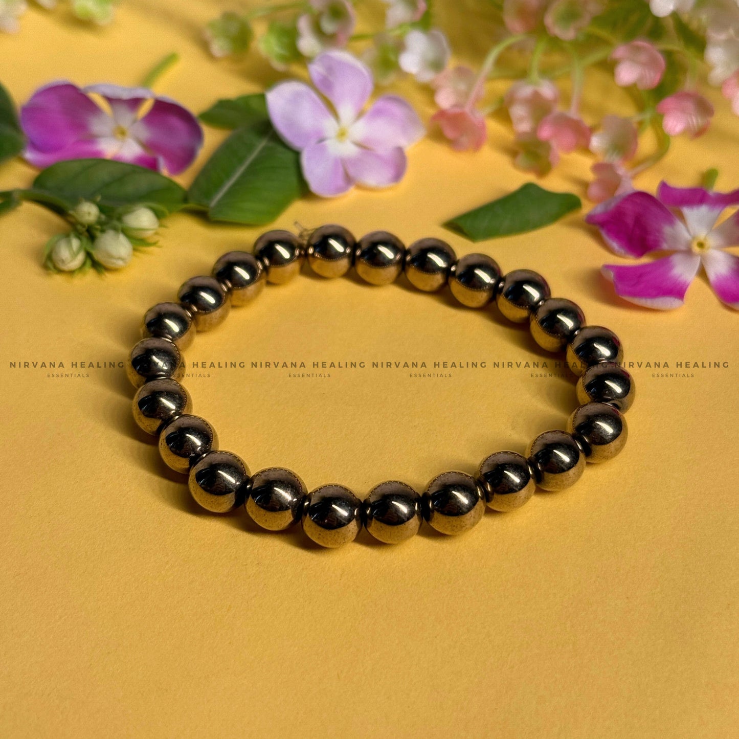 GOLDEN PYRITE ROUND BEADED BRACELET (Money Magnet, Prosperity, Fame, Abundance). image 0