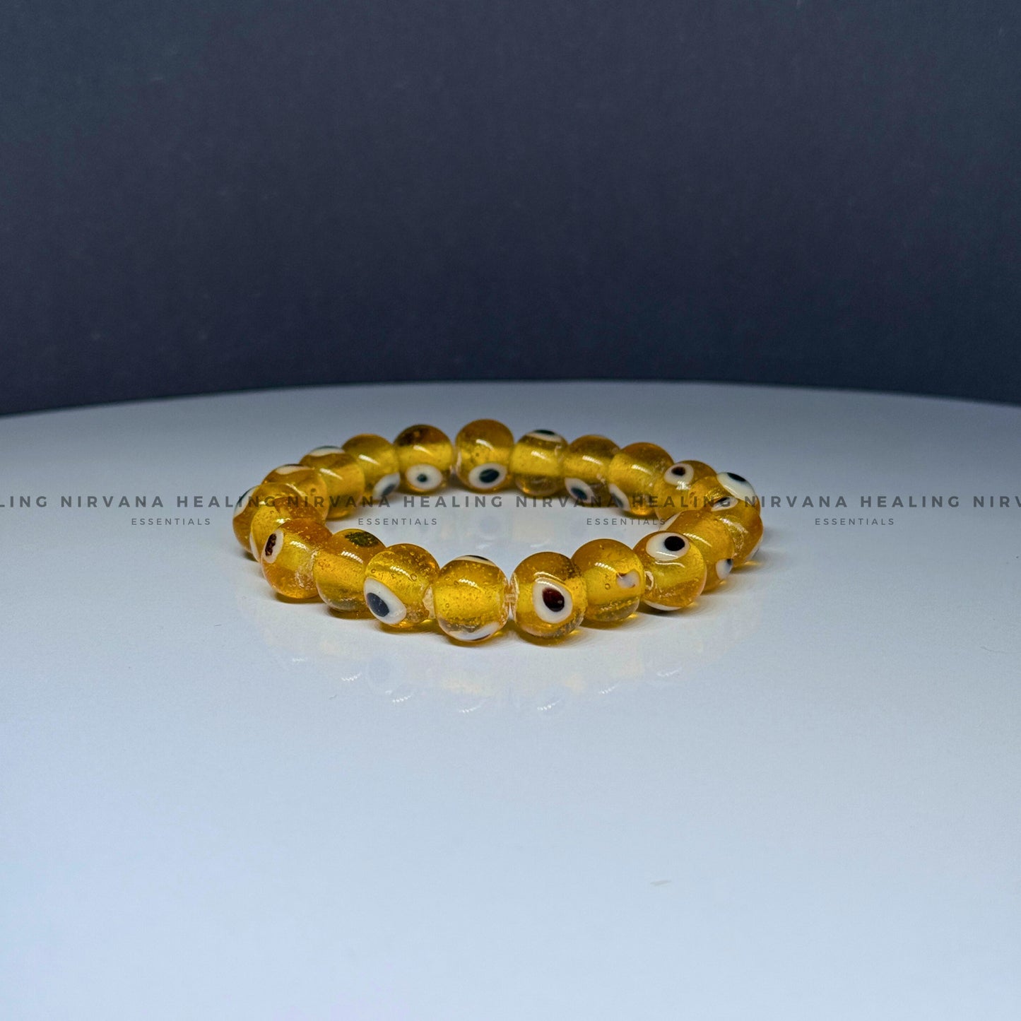 YELLOW CRYSTAL EVIL EYE ROUND BEADED BRACELET (Optimism, Clarity, Protection) image 3