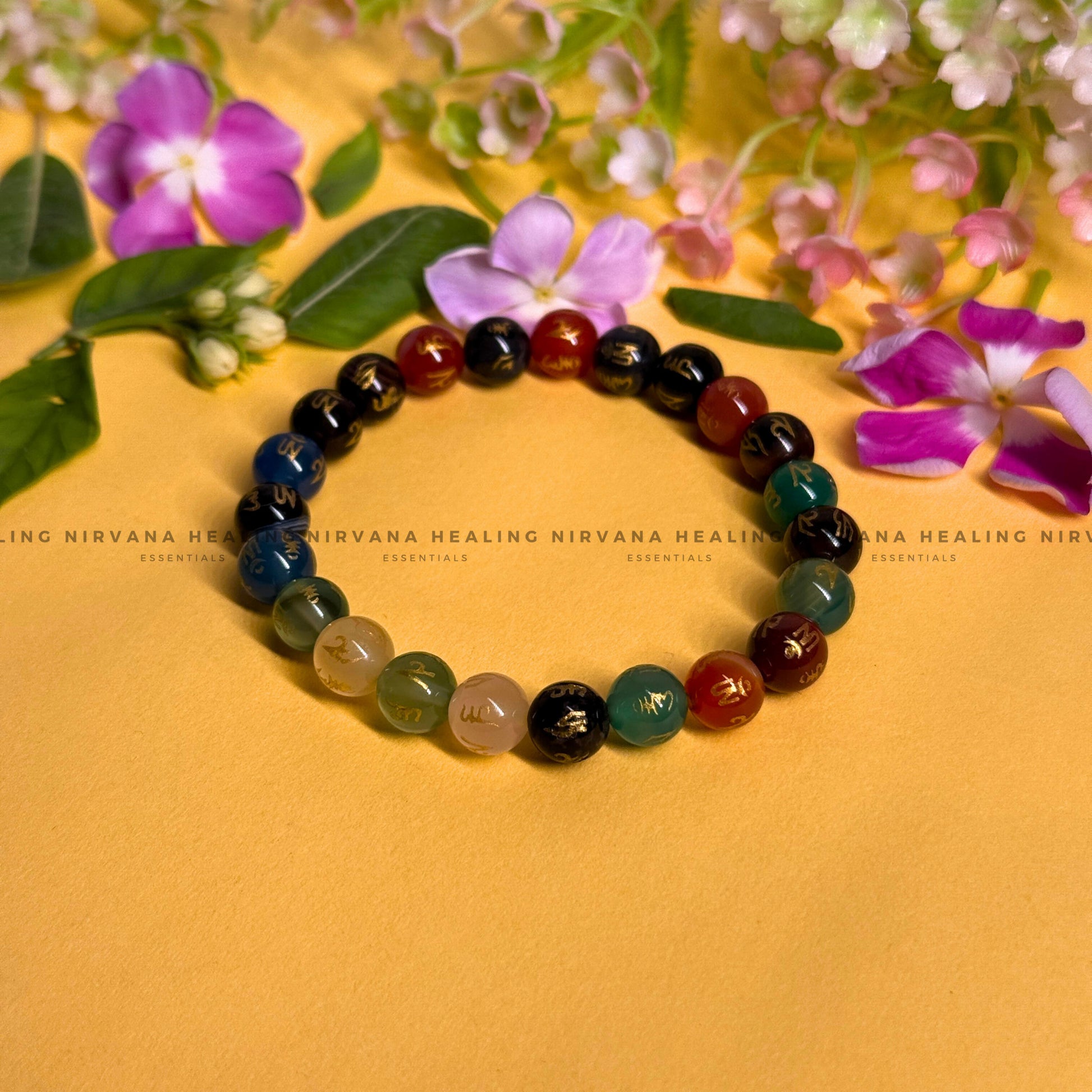OM MANI PADME HUM MULTI STONE BRACELET (Compassion, Protection And Spiritual Awakening) image 0