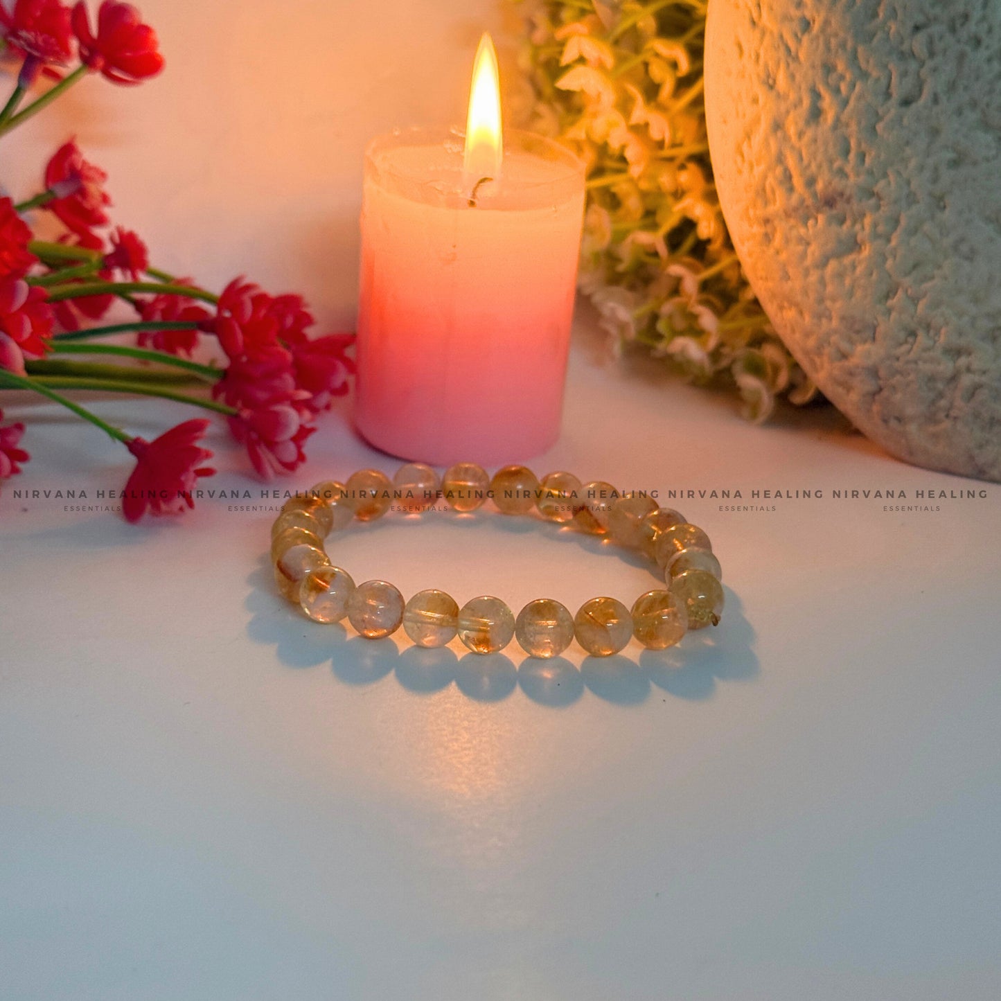 NATURAL CITRINE ROUND BEADED BRACELET (Abundance, Creativity, Success And Confidence)  image 2