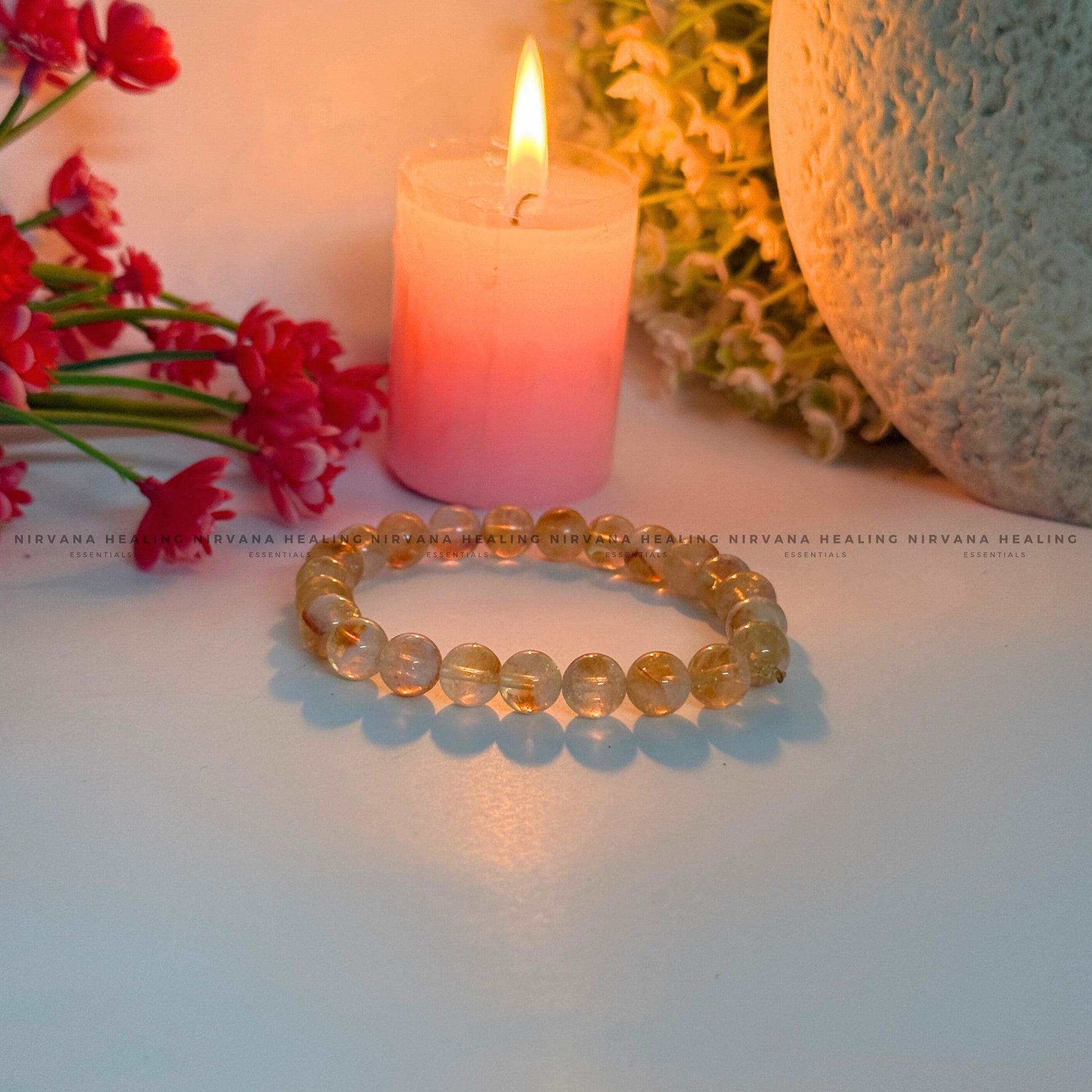NATURAL CITRINE ROUND BEADED BRACELET (Abundance, Creativity, Success And Confidence)  image 2
