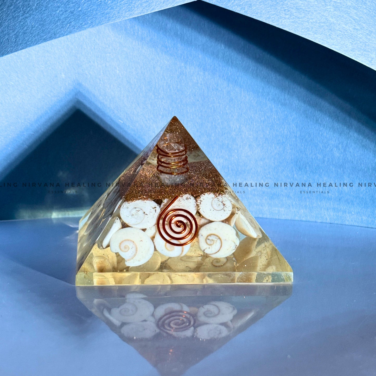 AMETHYST WITH GOMTI CHAKRA  PYRAMID (Meditation, Stress Reduction, Intuition and Manifestation) image 1