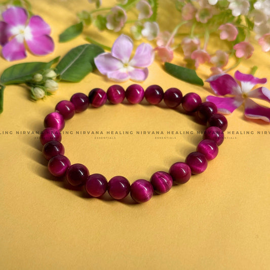 PINK CATS EYE ROUND BEADED BRACELET (Love, Emotional Healing And Protection) image 0
