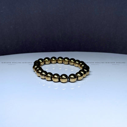 GOLDEN PYRITE ROUND BEADED BRACELET (Money Magnet, Prosperity, Fame, Abundance). image 3