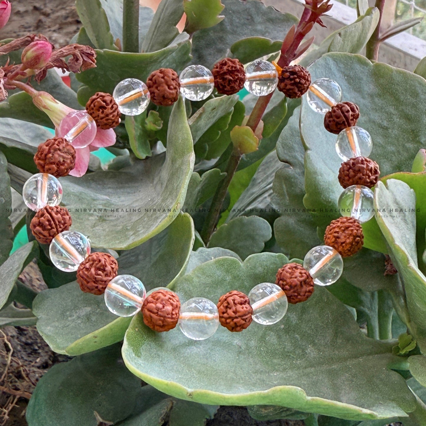RUDRAKSH-SPHATIK ROUND BEADED BRACELET (Balance, Purity, Divine Protection) image 4