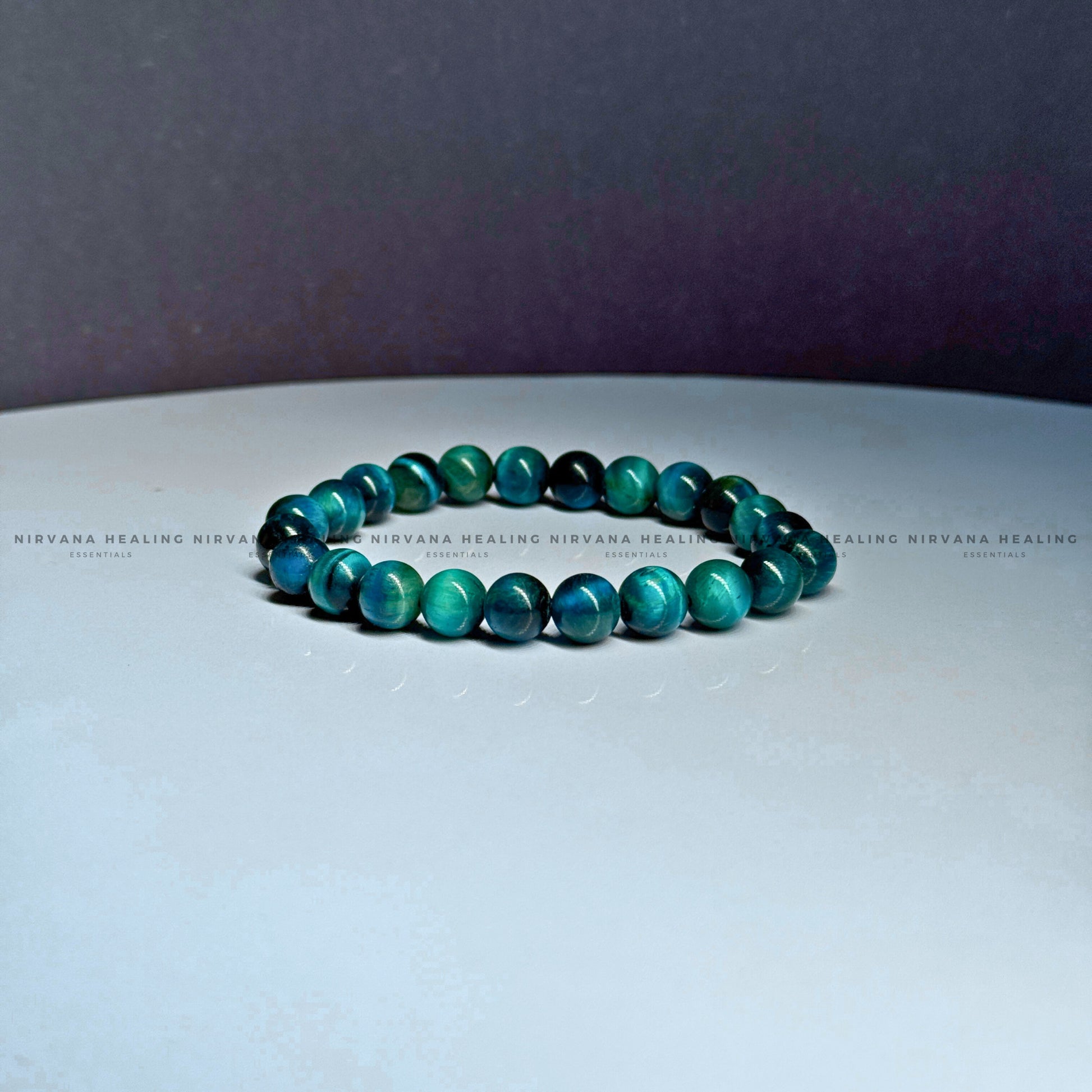 BLUE CATS EYE ROUND BEADED BRACELET (Protection, Strength And Energy Shield) image 3