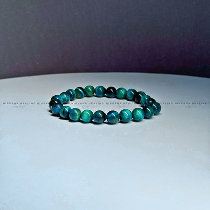 BLUE CATS EYE ROUND BEADED BRACELET (Protection, Strength And Energy Shield) image 3