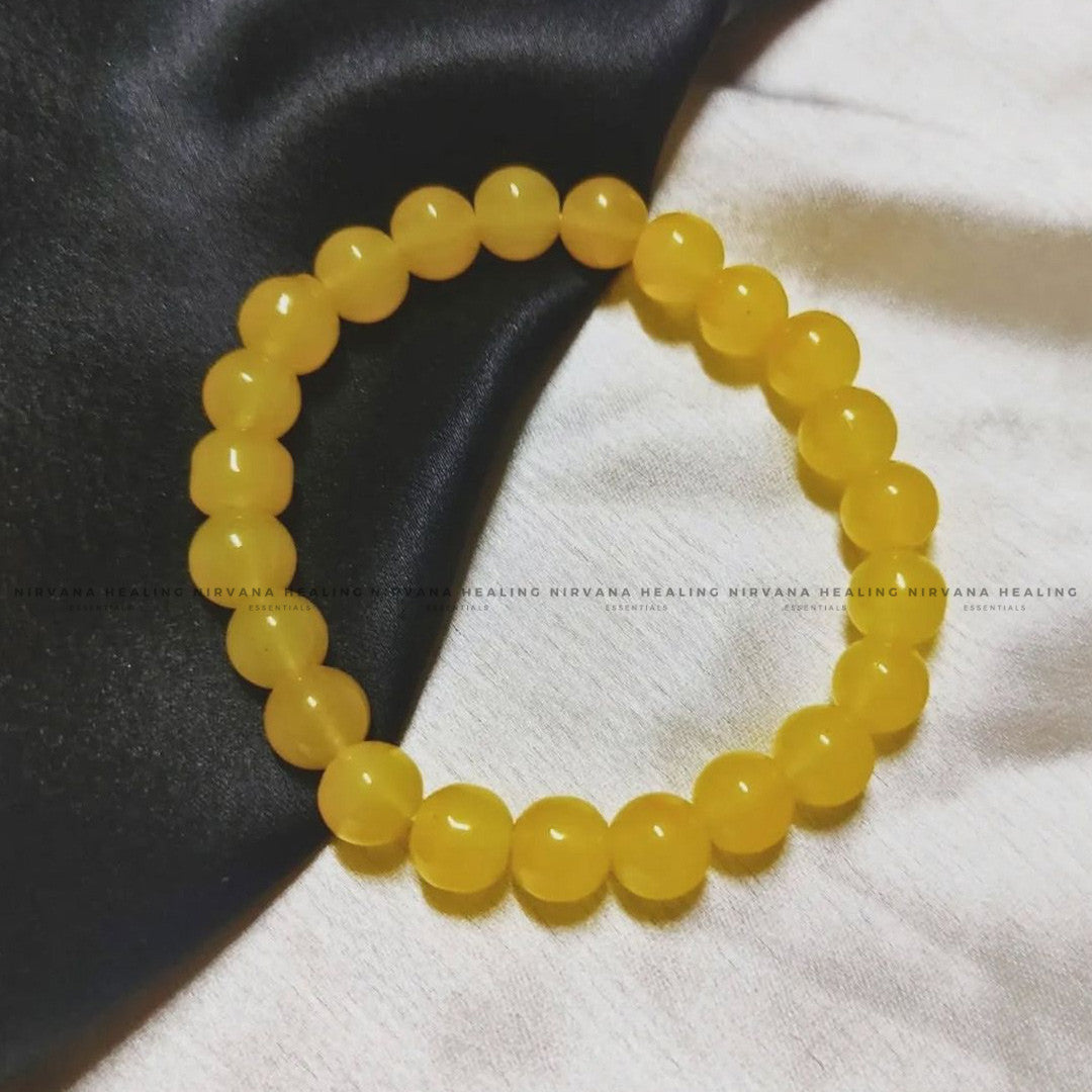YELLOW CALCITE ROUND BEADED BRACELET (Self Confidence, Self Worth, Will Power And Motivation) image 2