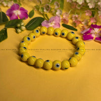 Yellow Evil Eye Round Beaded Bracelet