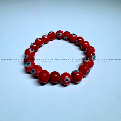 RED EVIL EYE ROUND BEADED BRACELET (Ward Off Negativity, Envy And Harmful Intentions) image 2
