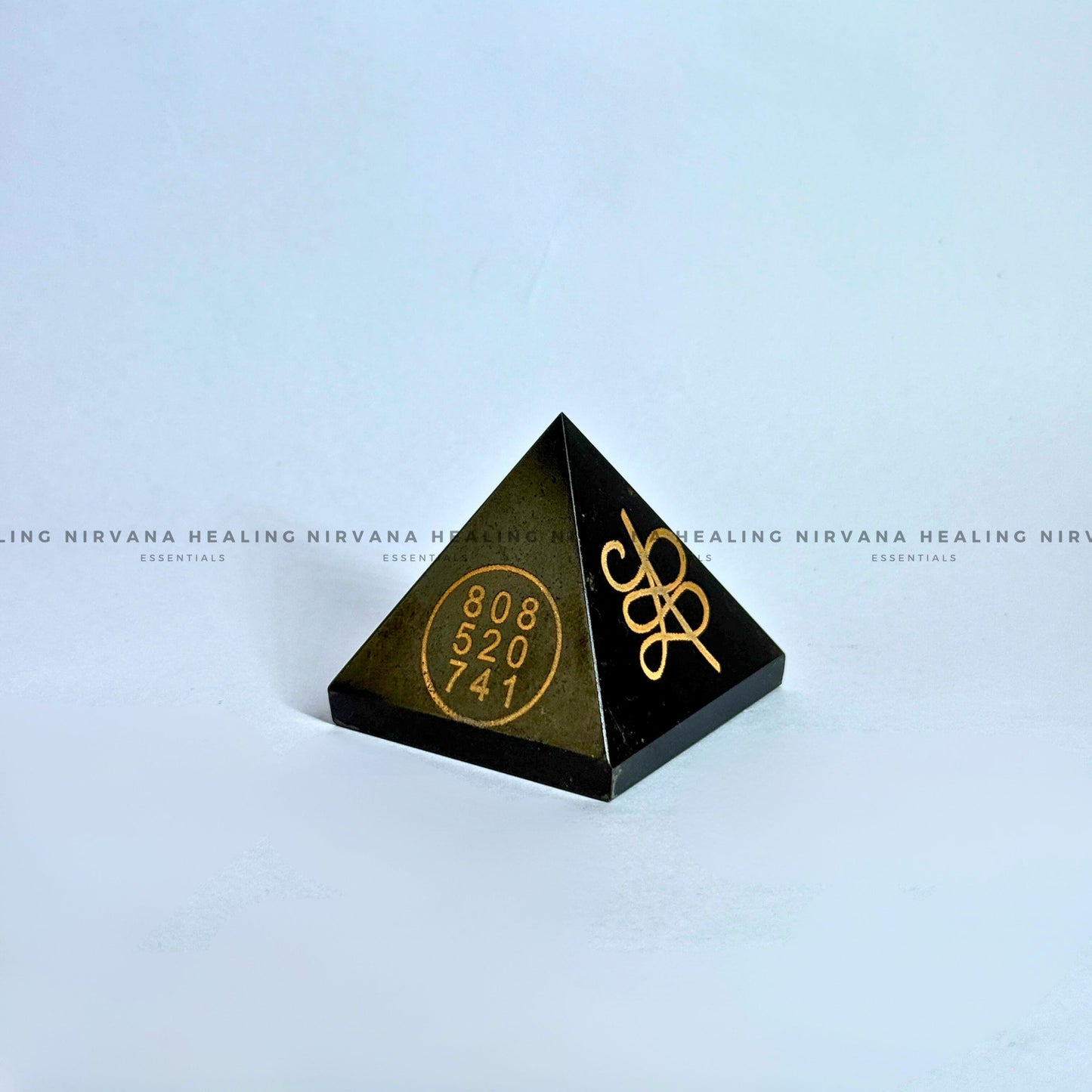 BLACK TOURMALINE WITH ZIBU SYMBOLS PYRAMID (Protection, Grounding, Shielding And Growth) image 0