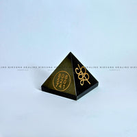 BLACK TOURMALINE WITH ZIBU SYMBOLS PYRAMID