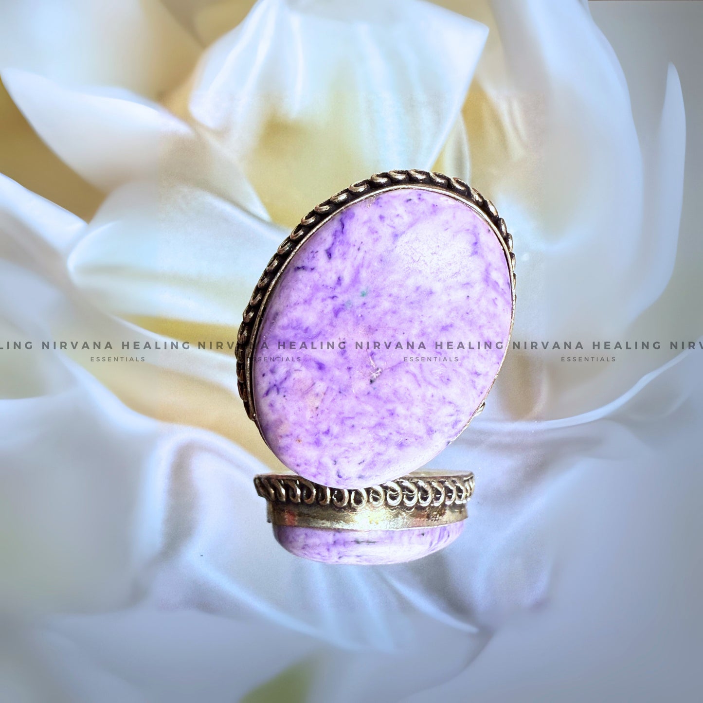 Purple Stone Oval Ring (Meditation, Stress Reduction, Intuition and Manifestation) image 2