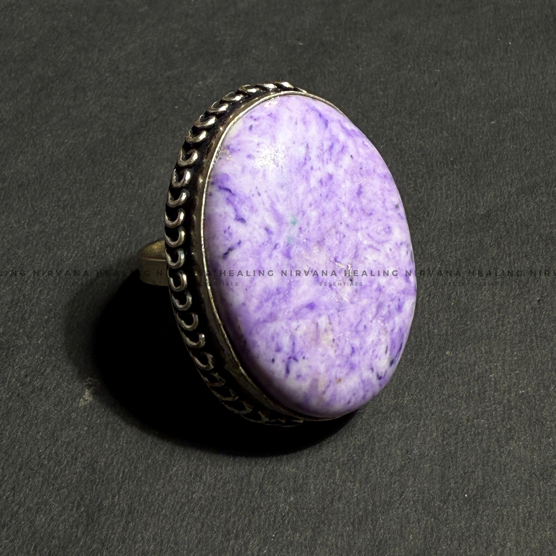 Purple Stone Oval Ring (Meditation, Stress Reduction, Intuition and Manifestation) image 1