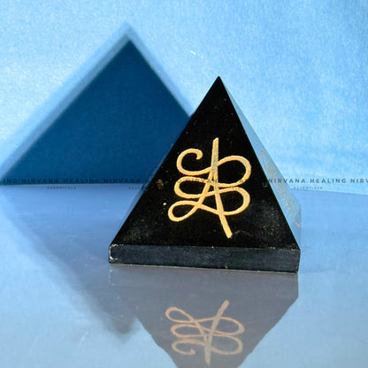 BLACK TOURMALINE WITH ZIBU SYMBOLS PYRAMID (Protection, Grounding, Shielding And Growth) image 4