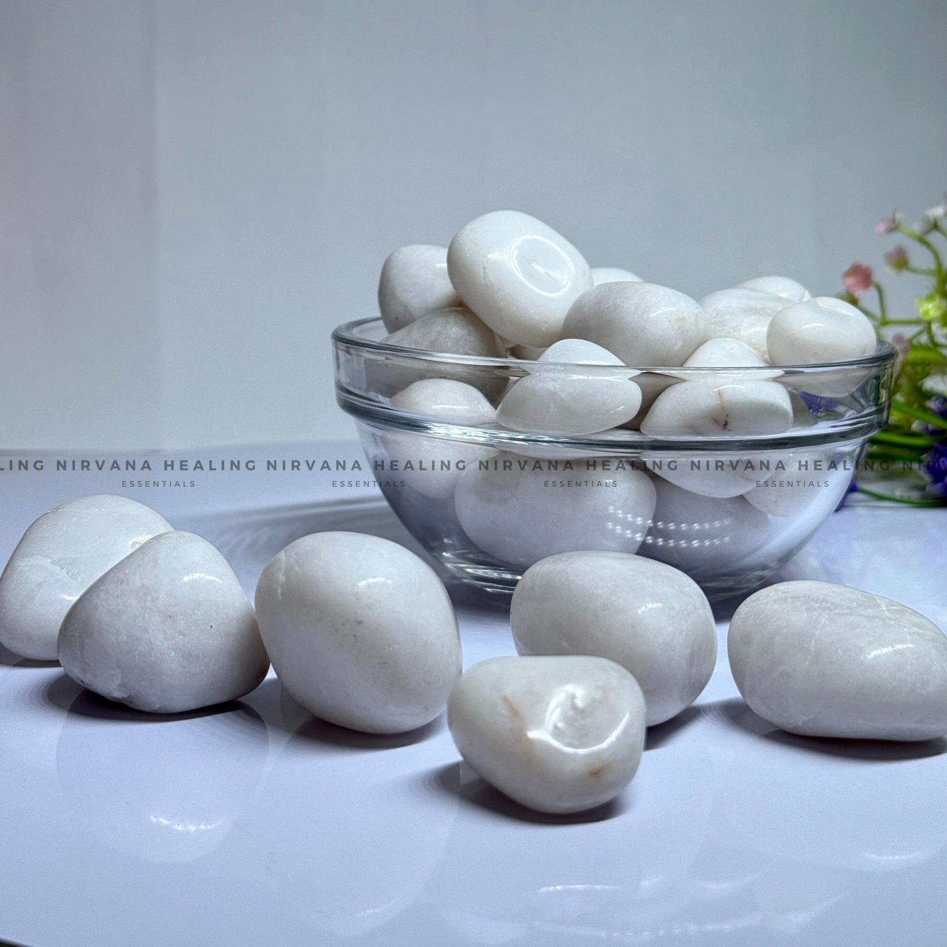 WHITE AGATE TUMBLE STONES (Calmness, Protection, Balance And Grace) image 1