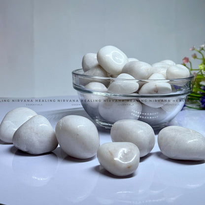 WHITE AGATE TUMBLE STONES (Calmness, Protection, Balance And Grace) image 1