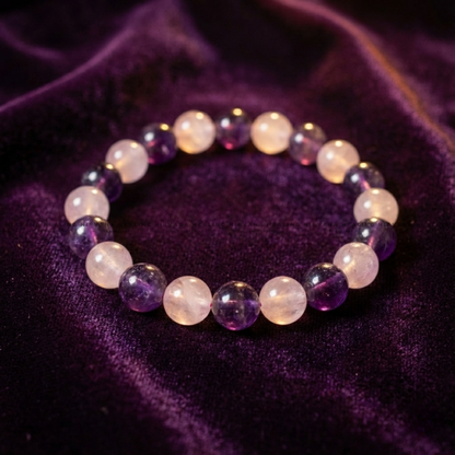 ROSE QUARTZ + AMETHYST BRACELET (Love, Peace & Emotional Healing) image 0
