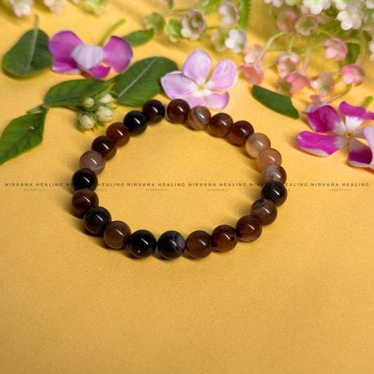 BROWN HAKIK SULEMANI ROUND BEADED BRACELET (Evil Eye Protection, Grounding and Energy Shielding). image 0