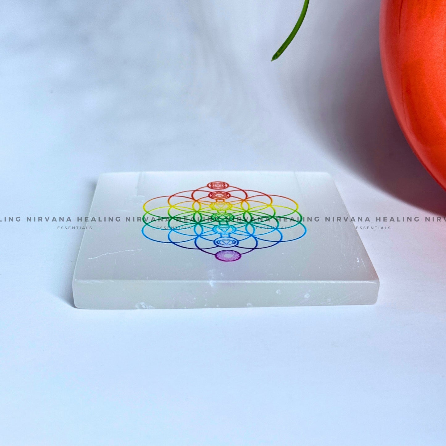 SELENITE FLOWERS AND CHAKRAS CHARGING PLATE (Aura Cleansing ,Charging, Cleansing And Purification). image 2