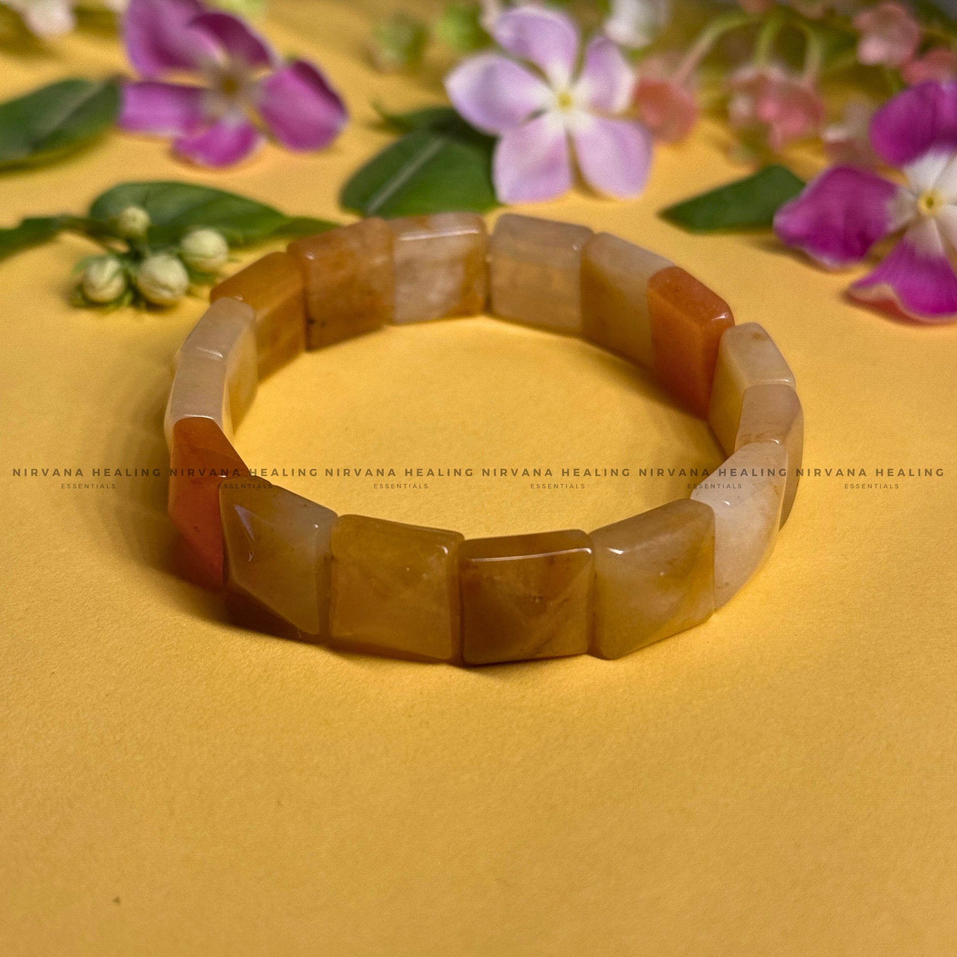 YELLOW AVENTURINE PYRAMID BEADED BRACELET (Joy, Leadership And Empowerment).  image 0