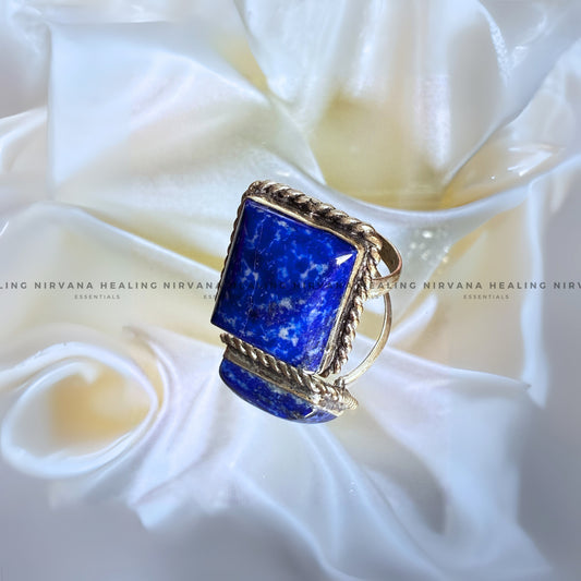 LAPIS JADE SQUARE RING (Communication, Truth, Ease Of Expression And Wisdom) image 1