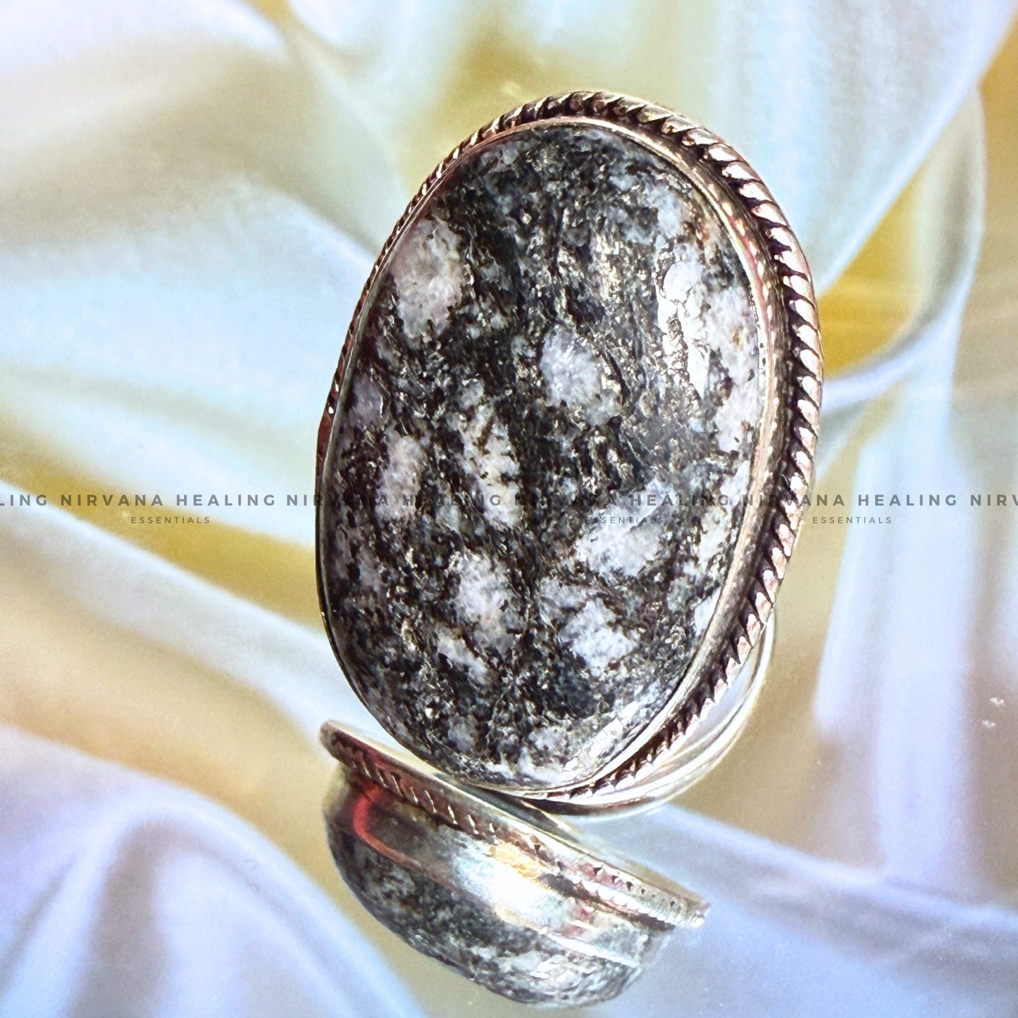 BLACK DALMATIAN OVAL RING (Stone of Joy, Protection & Grounding) image 2
