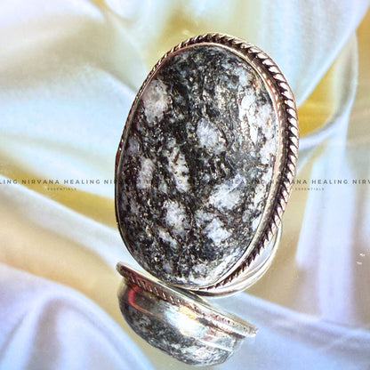 BLACK DALMATIAN OVAL RING (Stone of Joy, Protection & Grounding) image 2