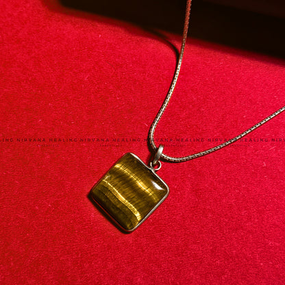 TIGER EYE SQUARE PENDANT (Bold, Courage, Willpower And Strength). image 2