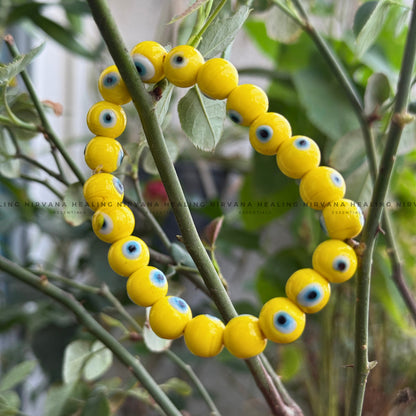 YELLOW EVIL EYE ROUND BEADED BRACELET (Optimism, Clarity, Protection) image 4