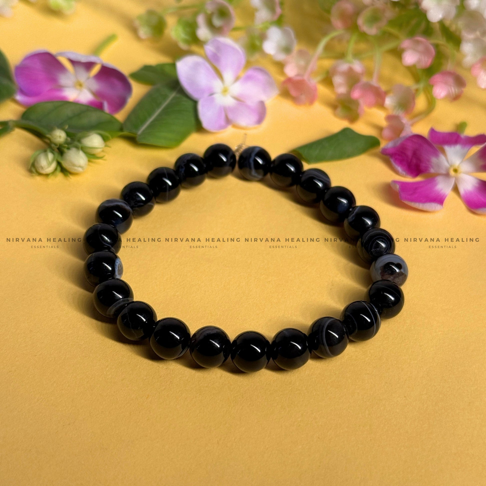BLACK HAKIK SULEMANI ROUND BEADED BRACELET (Evil Eye Protection, Grounding and Energy Shielding). image 0