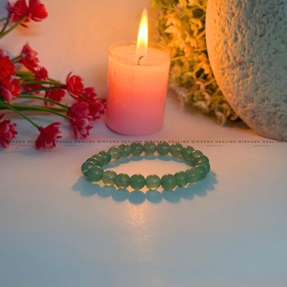GREEN AGATE ROUND BEADED BRACELET (Balance, Healing, Renewal And Vitality) image 1