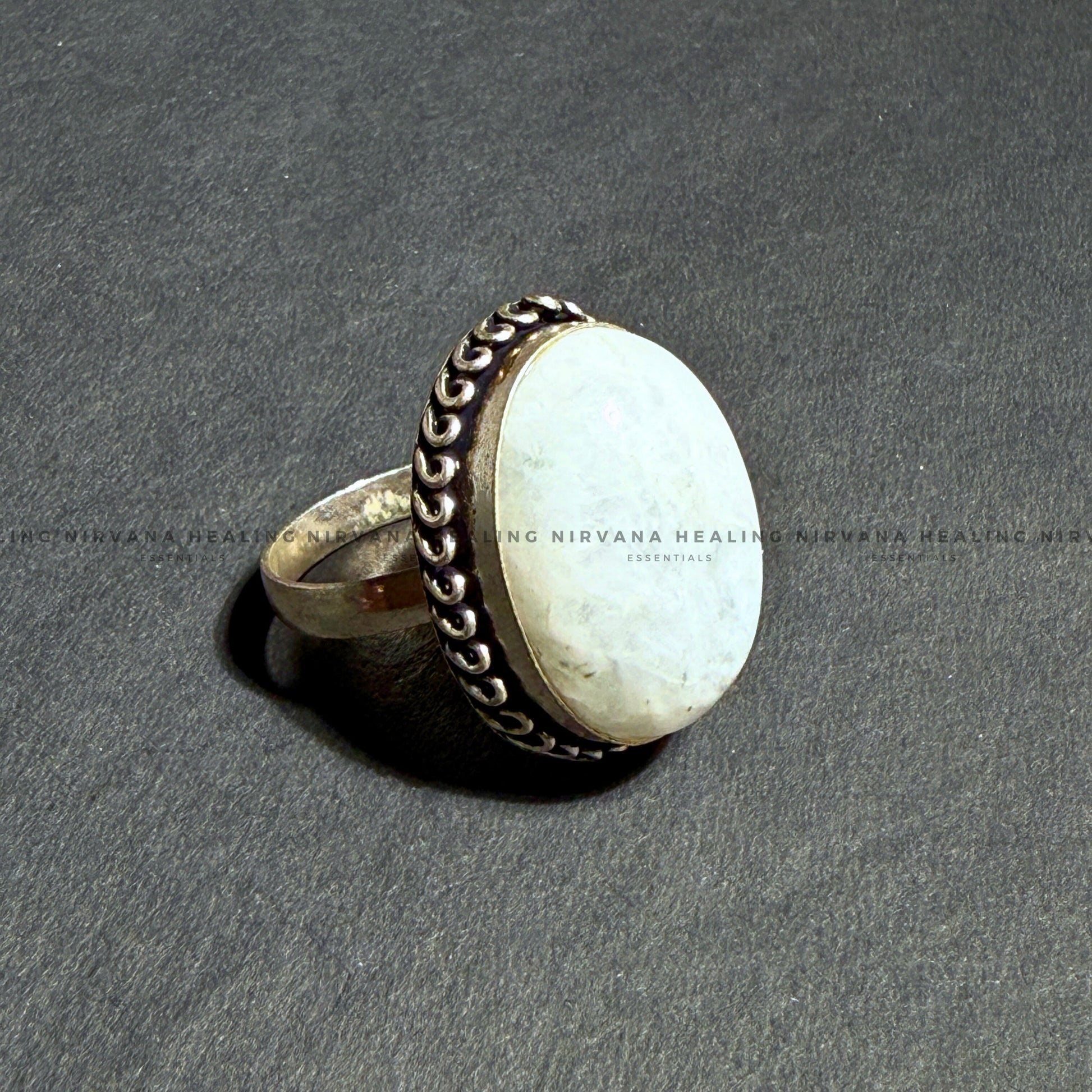 MOON JADE OVAL RING (Harmony, Emotional Balance And Divine Connection) image 2