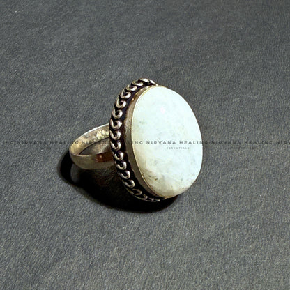 MOON JADE OVAL RING (Harmony, Emotional Balance And Divine Connection) image 2